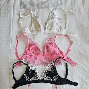 Elegant Lace Bralette Set - Black, Pink, White